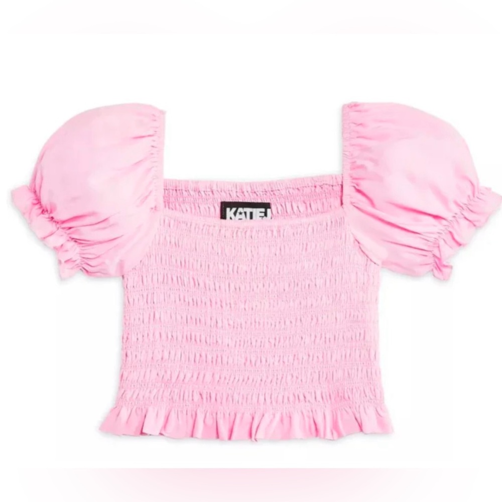 Katie J NYC Tween Marlee Pink Puff Sleeve Top